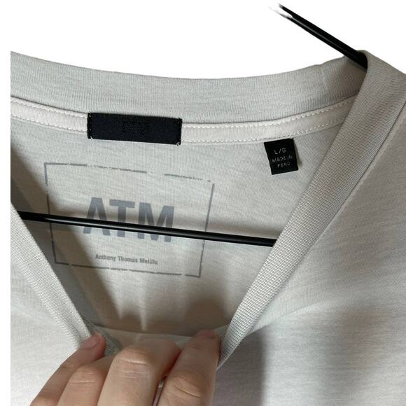 ATM Anthony Thomas‎ Melillo Ombre Boxy Long Sleeve Tee Gray White Orange Large - Picture 8 of 10